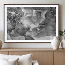 Black White Abstract Canvas Wall Art - Fluid Ink Artwork -