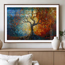 Yggdrasil Tree of Life Mosaic Stained Glass Wall Art Canvas,