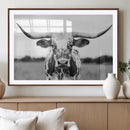 Highland Cow Wall Art Canvas Print – Black and White Western