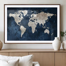 Vintage World Map Canvas Wall Art - Framed Map Print for