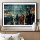 Urban Night Jazz Wall Art Canvas Print – Moody Rain-Soaked