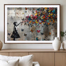 Butterfly Girl Wall Art – Vibrant Street Style Canvas Print,