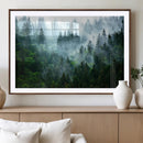 Misty Forest Wall Art Canvas Print – Framed Foggy Mountain