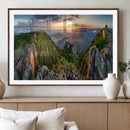Mountain Sunset Panoramic Wall Art Canvas Print – Framed