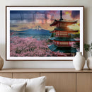 Mount Fuji Cherry Blossom Wall Art Canvas Print – Framed