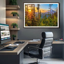 Forest Sunset Wall Art Canvas Print – Green Pines Sunset