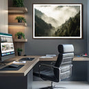 Misty Valley Wall Art Canvas Print – Foggy Forest Pine Trees