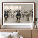 Texas Longhorn Wall Art – Framed Cattle Walking Canvas by MyGreatCanvas | Canvas Wall Art Prints | Photo Prints & Wall Decor