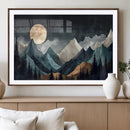 Moonlit Mountain Wall Art Canvas Print – Silhouetted Pines