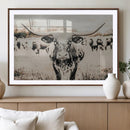 Texas Longhorn Wall Art Canvas Print – Framed Speckled Bull