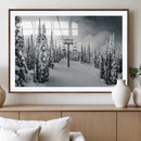 Snowy Pines Wall Art Canvas Print – Framed Ski Lift Winter
