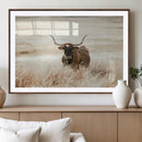 Texas Longhorn Wall Art Canvas Print – Framed Brown Horned