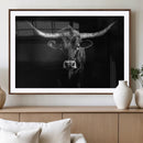 Texas Longhorn Wall Art Canvas Print – Framed Monochrome by MyGreatCanvas | Canvas Wall Art Prints | Photo Prints & Wall Decor