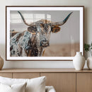 Texas Longhorn Wall Art – Framed Speckled Cow Canvas by MyGreatCanvas | Canvas Wall Art Prints | Photo Prints & Wall Decor