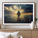 Jesus Walks Wall Art Canvas Print Framed Divine Sunset Art