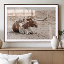Texas Longhorn Wall Art Canvas Print – Framed Resting Bull by MyGreatCanvas | Canvas Wall Art Prints | Photo Prints & Wall Decor
