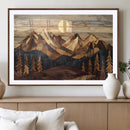 Wood Mountain Landscape Wall Art Canvas Print – Framed