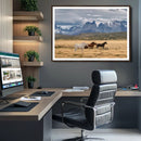 Grand Teton Park Wild Horses Wall Art Canvas Print – Framed