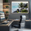 Tropical Coastline Wall Art Canvas Print – Framed Palm Tree