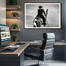 Western Wall Art Canvas Print – Framed Cowboy and Horse