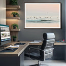 Pastel Ocean Wall Art Canvas Print – Framed Soft Sunset Calm