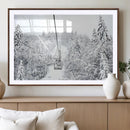 Snowy Ski Lift Wall Art – Framed Winter Mountain Canvas by MyGreatCanvas | Canvas Wall Art Prints | Photo Prints & Wall Decor