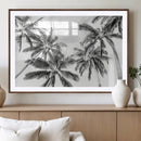 Black and White Palm Wall Art Canvas Print – Framed