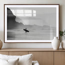 Surfer Beach Wall Art – Framed Black White Ocean Canvas by MyGreatCanvas | Canvas Wall Art Prints | Photo Prints & Wall Decor