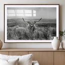 Monochrome Highland Cow Wall Art Canvas Print – Framed by MyGreatCanvas | Canvas Wall Art Prints | Photo Prints & Wall Decor