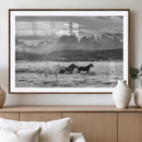 Wild Horses Wall Art Canvas Print – Framed Black and White by MyGreatCanvas | Canvas Wall Art Prints | Photo Prints & Wall Decor
