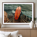 Surfer Stairway Wall Art – Framed Ocean Surf Canvas Artwork, by MyGreatCanvas | Canvas Wall Art Prints | Photo Prints & Wall Decor