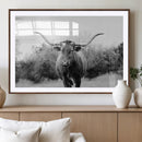 Western Longhorn Wall Art Canvas Print – Framed Rustic Cow by MyGreatCanvas | Canvas Wall Art Prints | Photo Prints & Wall Decor