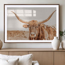 Texas Longhorn Wall Art Canvas Print – Framed Sepia Cow Art by MyGreatCanvas | Canvas Wall Art Prints | Photo Prints & Wall Decor