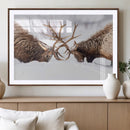 Elk Wall Art Canvas Print – Framed Wildlife Strength Snowy by MyGreatCanvas | Canvas Wall Art Prints | Photo Prints & Wall Decor