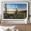 Saguaro Cactus Wall Art Canvas Print – Framed Desert Sunset