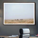 Foggy Plains Wall Art Canvas Print – Framed Horseback Riders