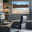 Tranquil Beach Scene Wall Art Canvas Print – Framed Blue