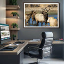 Wild Elk Wall Art Canvas Print – Framed Neutral Wildlife