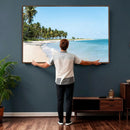 Palm Tree Coast Wall Art Canvas Print – Framed Island Getaway with Crystal Blue Water Scenic Artwork for Home, Office by MyGreatCanvas | Canvas Wall Art Prints | Photo Prints & Wall Decor