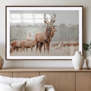Rustic Nature Wall Art Canvas Print – Stag Woodland Framed