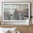 Frosty Pines Wall Art Canvas Print – Framed Cozy Cabin Ski