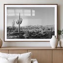 Saguaro Cactus Wall Art Canvas Print – Framed Monochrome