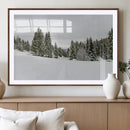 Frosty Pines Wall Art Canvas Print – Framed Silent Snowfall