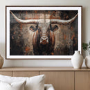 Rustic Longhorn Bull Wall Art Canvas Print – Vintage Western by MyGreatCanvas | Canvas Wall Art Prints | Photo Prints & Wall Decor