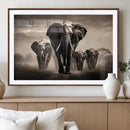 Elephant Family Wall Art Canvas Print, Framed Elephant Wall