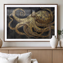 Octopus Wall Art Canvas Print – Gold Detail Wooden Marine by MyGreatCanvas | Canvas Wall Art Prints | Photo Prints & Wall Decor