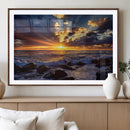 Sunset Ocean Wall Art Canvas Print – Waves Rocky Shore by MyGreatCanvas | Canvas Wall Art Prints | Photo Prints & Wall Decor
