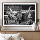 Black & White Longhorn Cattle Wall Art Canvas Print, Rustic by MyGreatCanvas | Canvas Wall Art Prints | Photo Prints & Wall Decor
