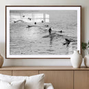 Black White Surfers Wall Art Canvas Print – Riding Gentle by MyGreatCanvas | Canvas Wall Art Prints | Photo Prints & Wall Decor