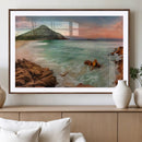 Stunning Coastal Landscape with Rocky Shore and Green Hills by MyGreatCanvas | Canvas Wall Art Prints | Photo Prints & Wall Decor